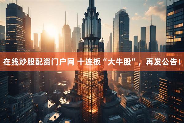 在线炒股配资门户网 十连板“大牛股”，再发公告！