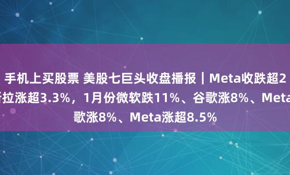 手机上买股票 美股七巨头收盘播报｜Meta收跌超2.9%，特斯拉涨超3.3%，1月份微软跌11%、谷歌涨8%、Meta涨超8.5%