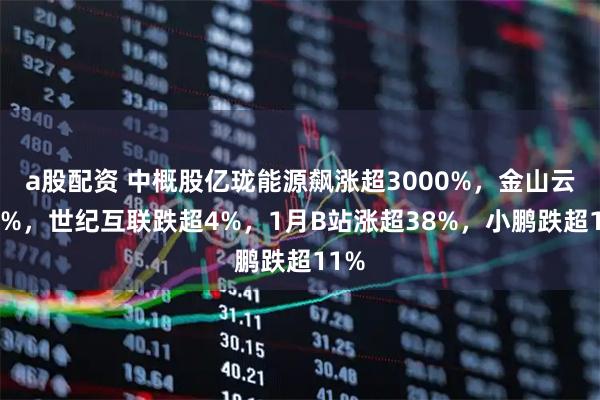 a股配资 中概股亿珑能源飙涨超3000%，金山云跌7%，世纪互联跌超4%，1月B站涨超38%，小鹏跌超11%